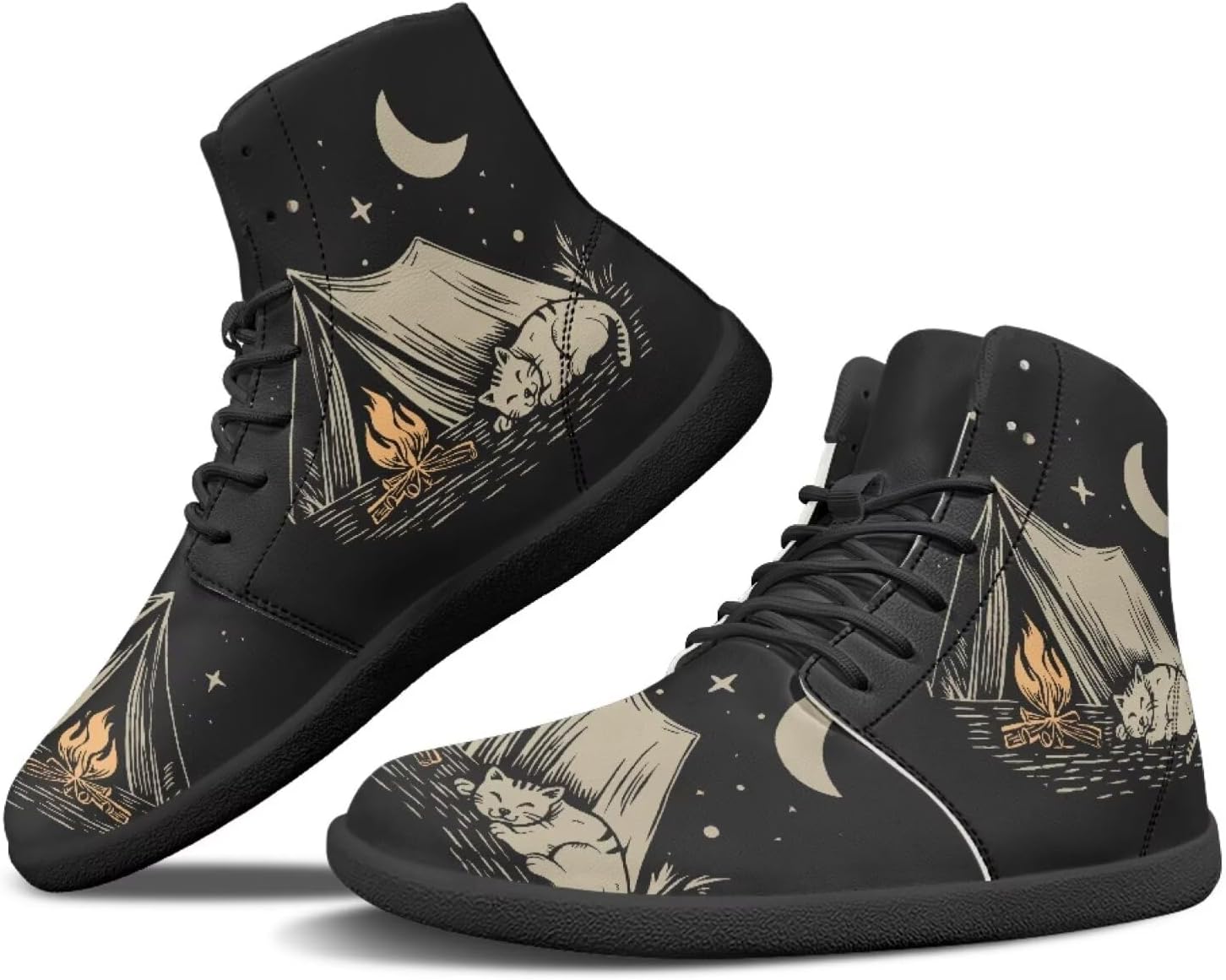 

Охотничьи ботинки Binienty Barefoot для мужчин и женщин, водонепроницаемые, из искусственной кожи, высокие, с поддержкой лодыжки, спортивная обувь, Cartoon Camping Cat