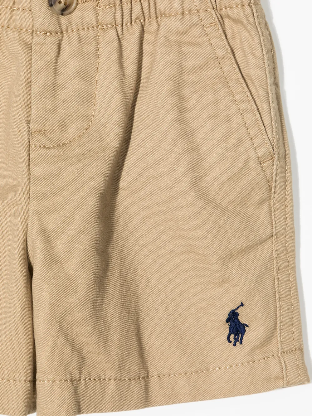 Шорты с вышитым логотипом POLO RALPH LAUREN KIDS, коричневый — фото 3