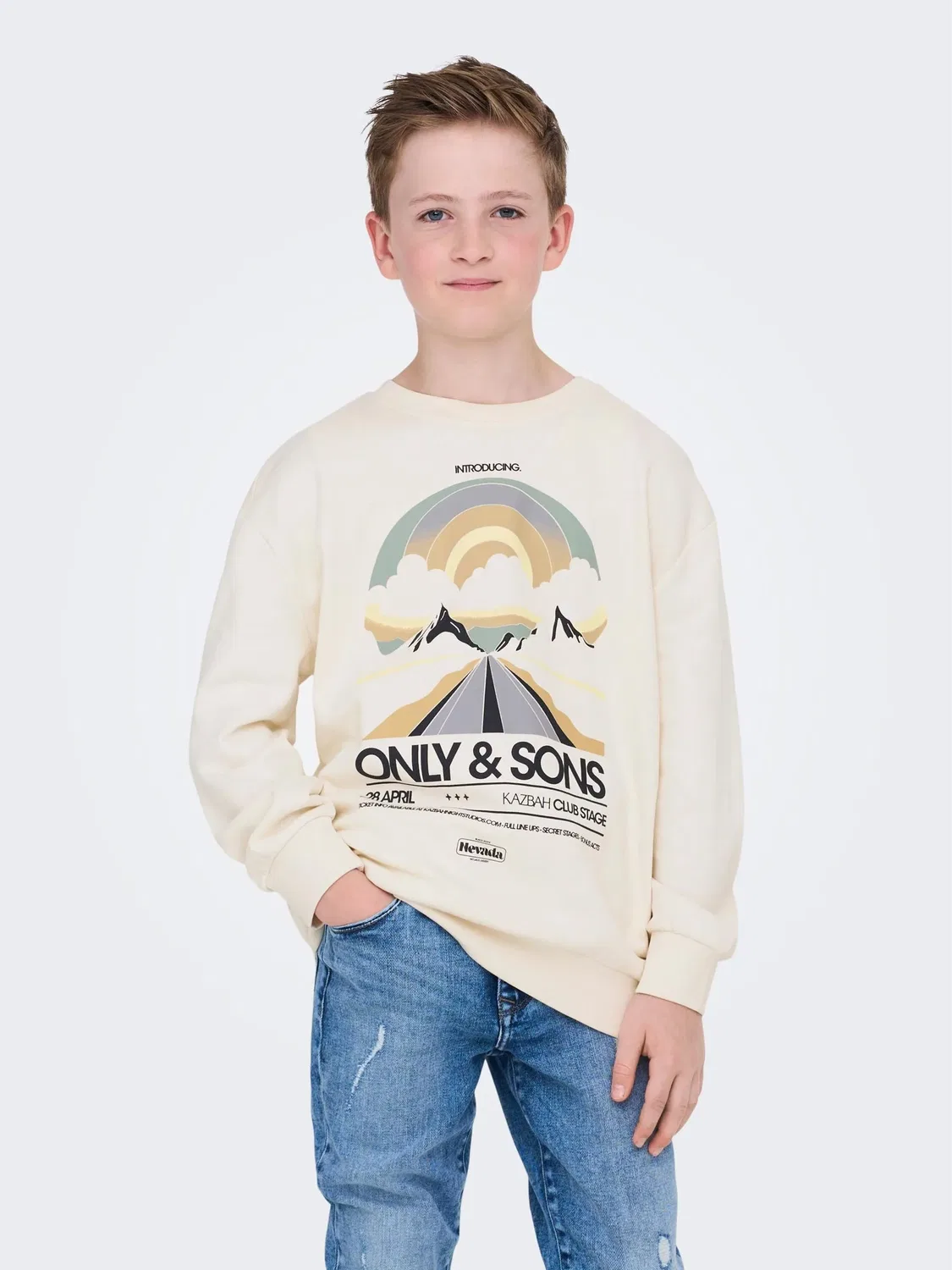 Свитшот хлопковый ONLY & SONS Junior, тофу — фото 3