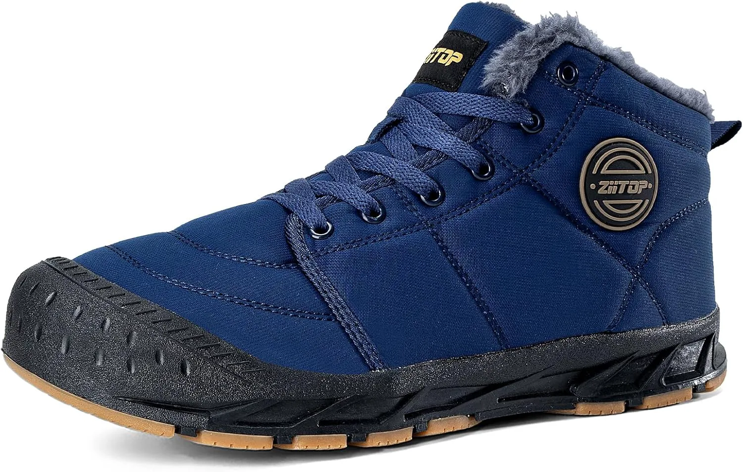 

Мужские зимние ботинки Ziitop, водонепроницаемые, утепленные мехом, на шнуровке, с противоскользящей подошвой, темно-синие