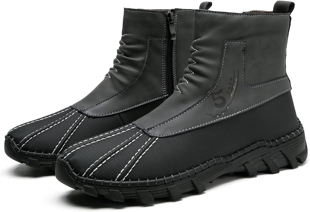 

Мужские походные ботинки водонепроницаемые зимние сапоги для снега с противоскользящей резиновой подошвой, черные кроссовки с защитой от скольжения, ботинки средней высоты для ходьбы, мотоциклетной езды Dacnakby