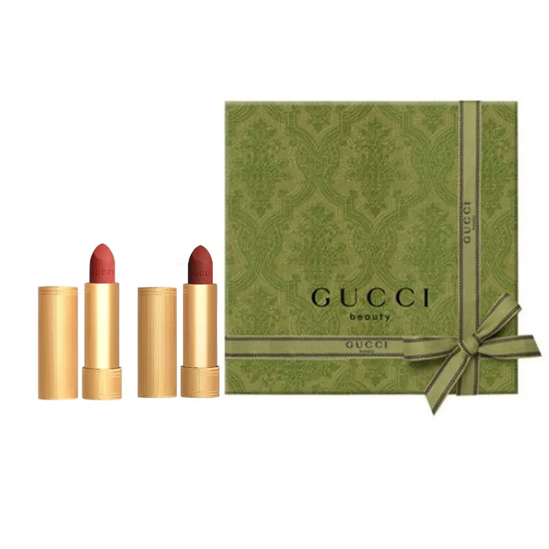 GUCCI Золотая помада с бархатным матовым бальзамом для губ в подарочной коробке, Two-Piece Set: #208 Velvet Lipstick 3.5g+#505 Velvet Lipstick 3.5g