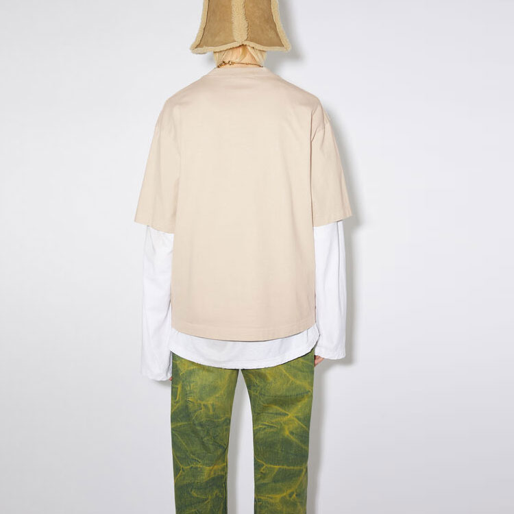 Футболка из хлопка с принтом логотипа Acne Studios, шампань — фото 4