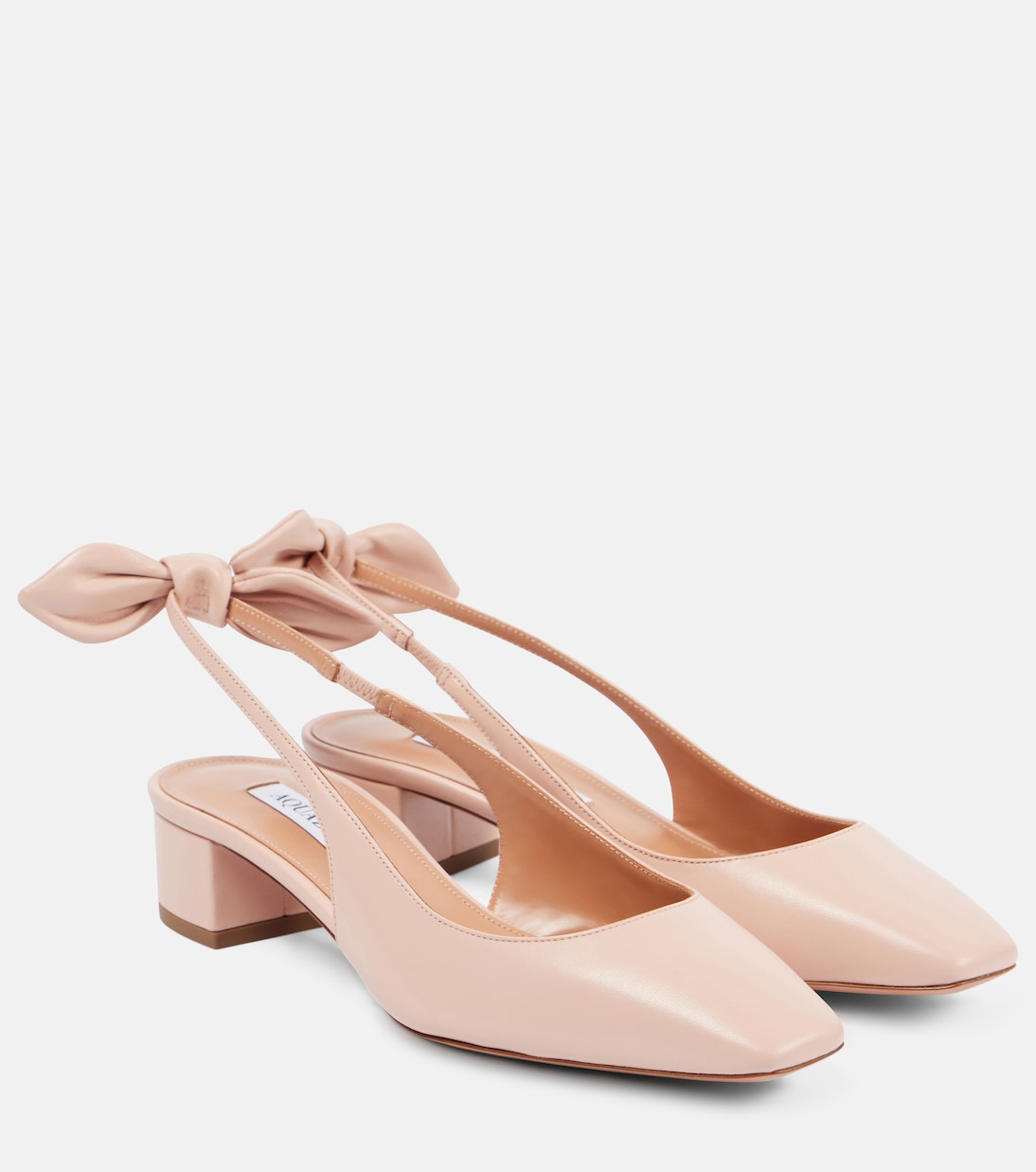 Туфли-лодочки Very Bow Tie 35 из кожи с открытой пяткой Aquazzura, Petal
