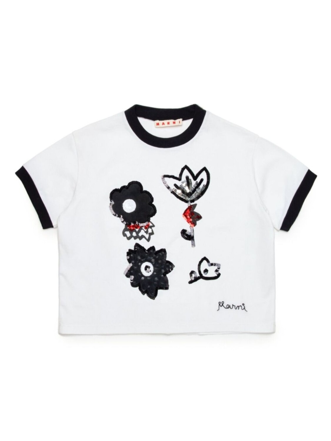 

Marni Kids футболка с пайетками, белый