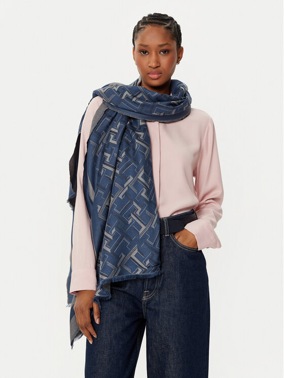 

Шарф Distinct Jacquard Scarf AW0AW16372 Tommy Hilfiger, синий