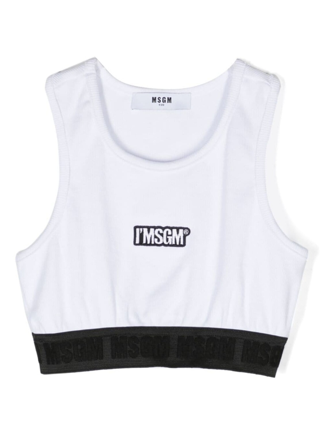 

Укороченный топ в рубчик с нашивкой-логотипом MSGM Kids, белый