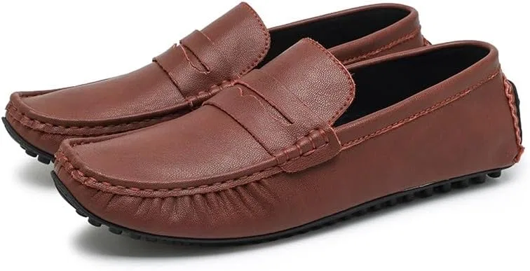 Лоферы кожаные, Penny Driving Loafers, Красный/Коричневый SayfuR — фото 3