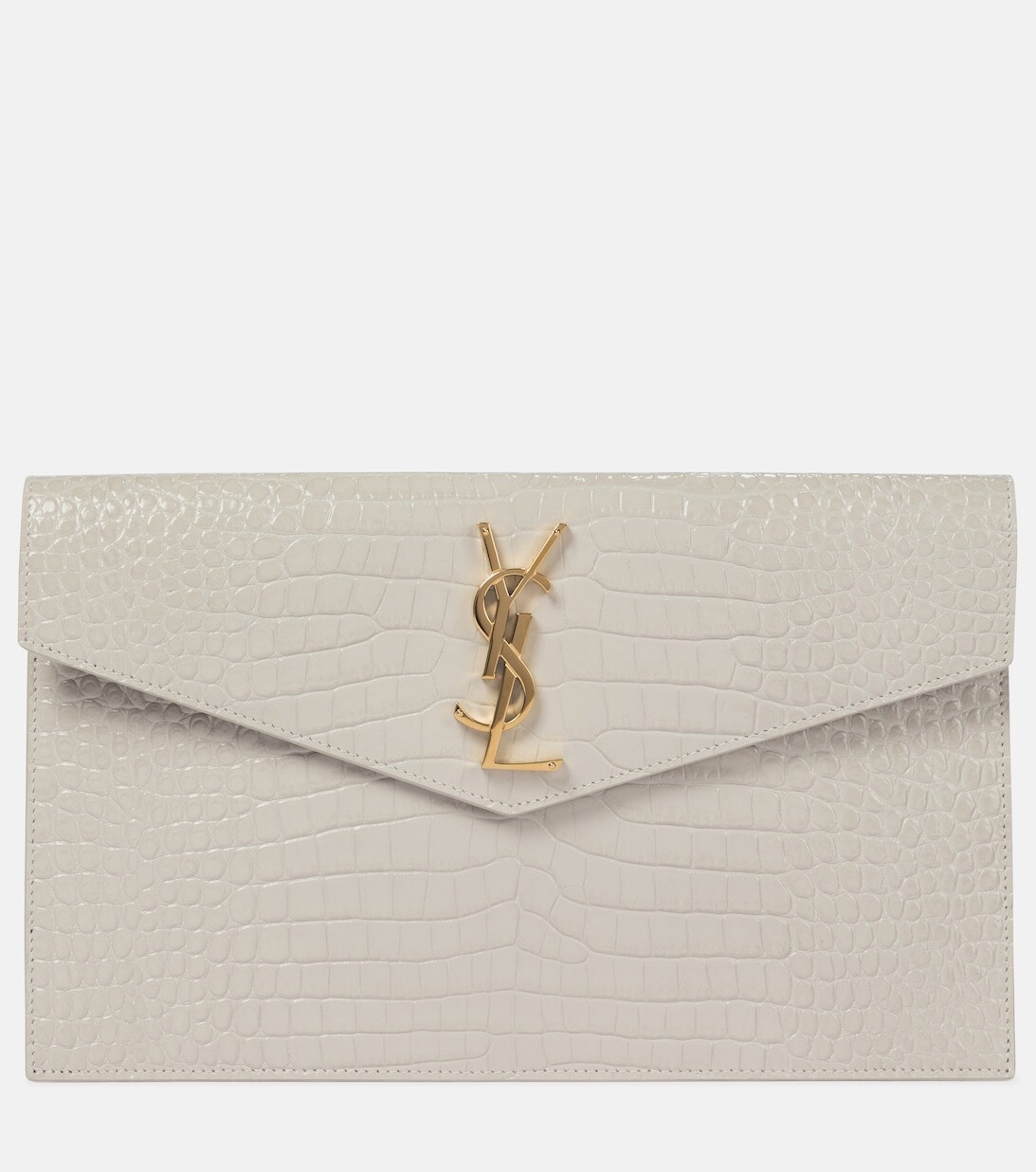 

Клатч Uptown из кожи с эффектом крокодила Saint Laurent, белый