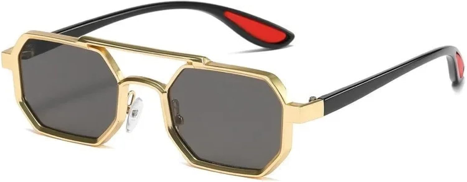 

Солнцезащитные очки с защитой от УФ-излучения UV400 | Металлический панк, разноцветные линзы | для женщин и мужчин, для занятий спортом на открытом воздухе и вождения DSVIGF, Gold Gray