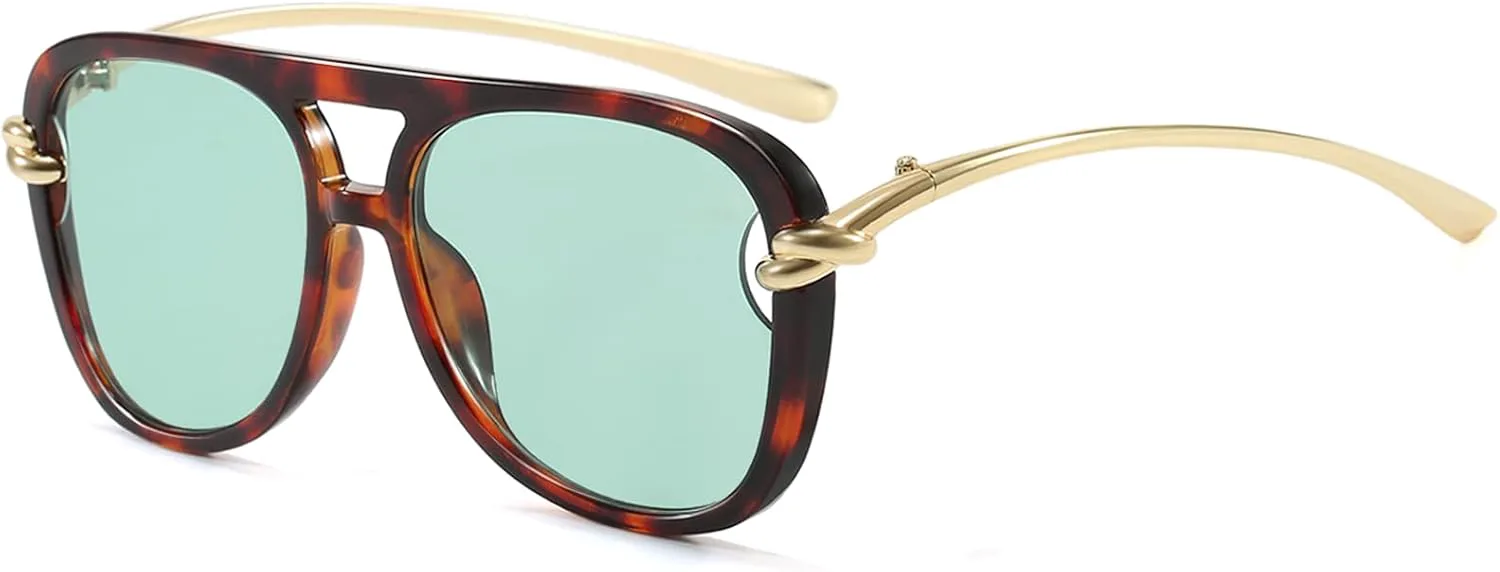 

Ретро-солнцезащитные очки-авиаторы для женщин и мужчин. Модные солнцезащитные очки-авиаторы большого размера в стиле 70-х. Винтажные очки YouthMall, A1 Tortoise/Green