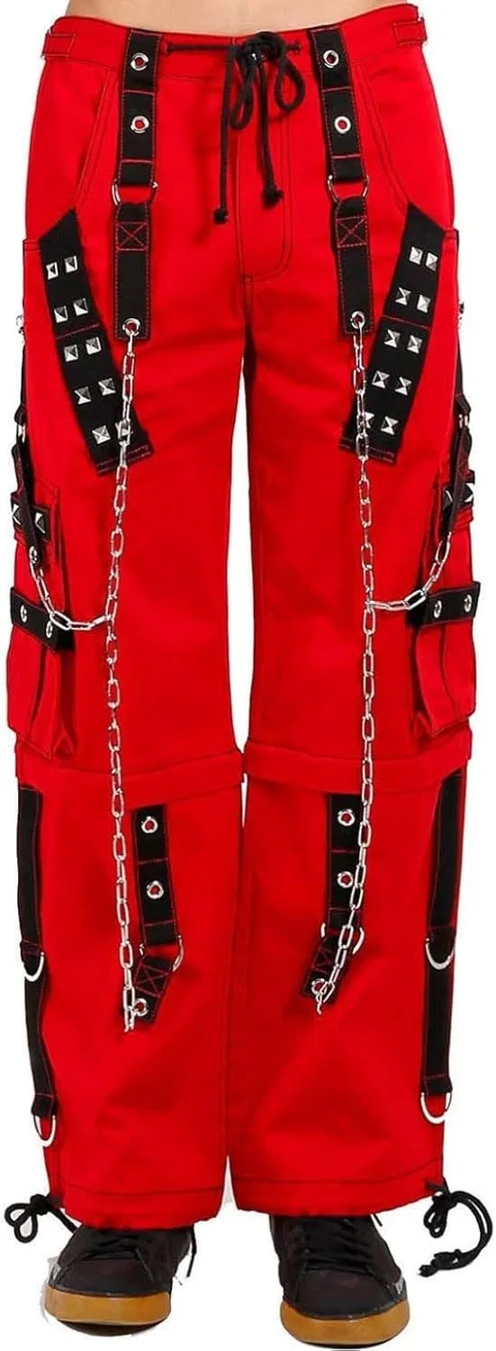 Джинсы цепные готические Electro Bondage Rave Red, красные