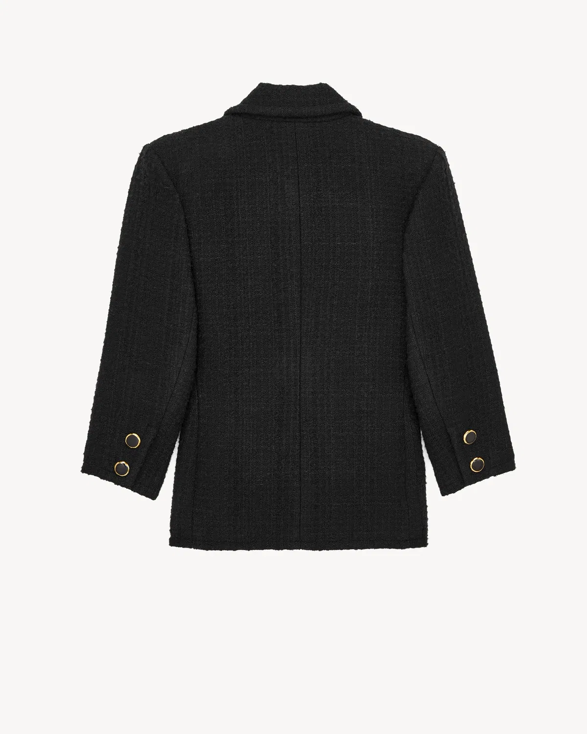 Однобортный жакет из твида Saint Laurent, черный — фото 2