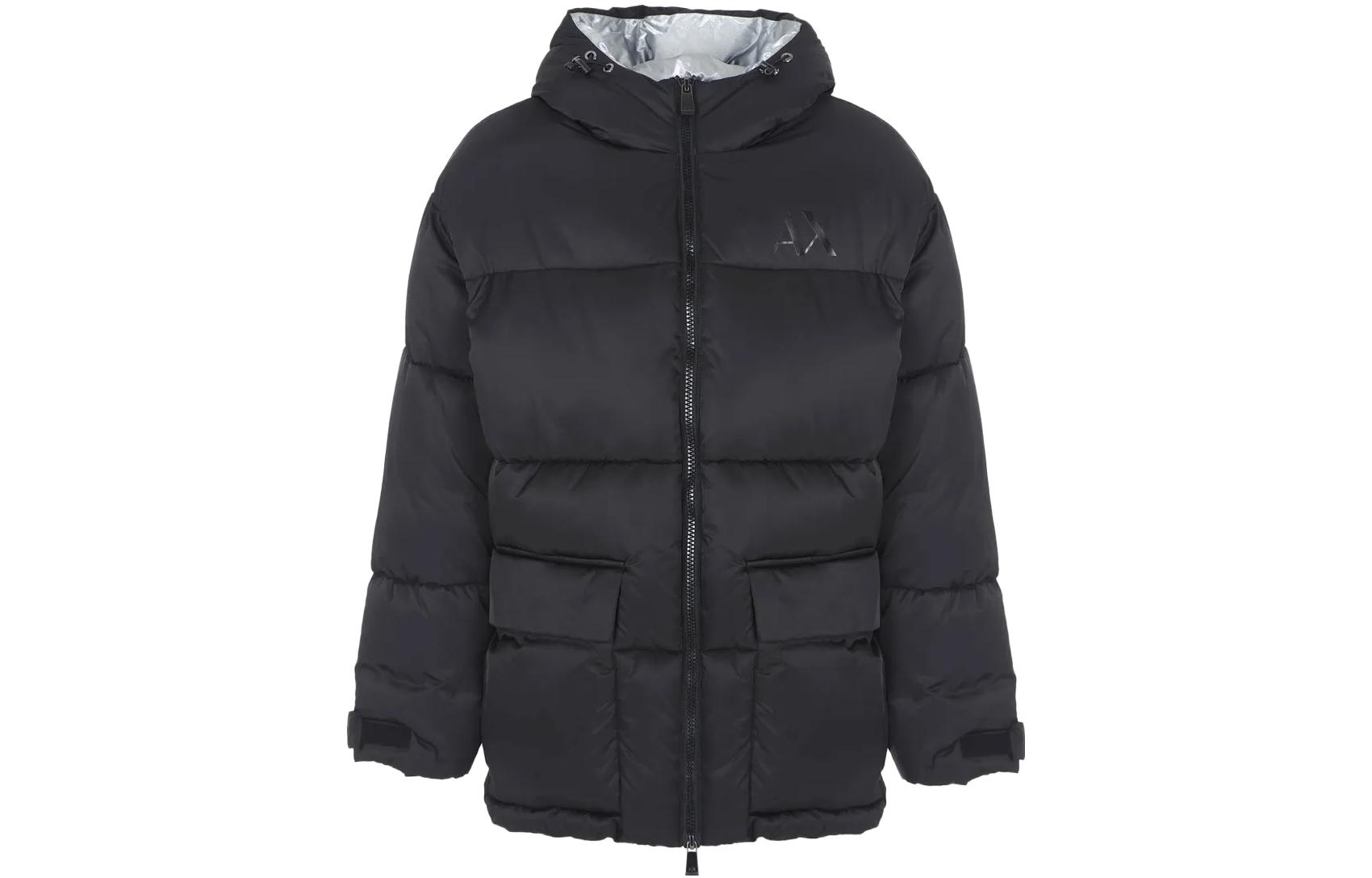 

ARMANI EXCHANGE Мужская черная куртка-пуховик AE, Черный, ARMANI EXCHANGE Мужская черная куртка-пуховик AE