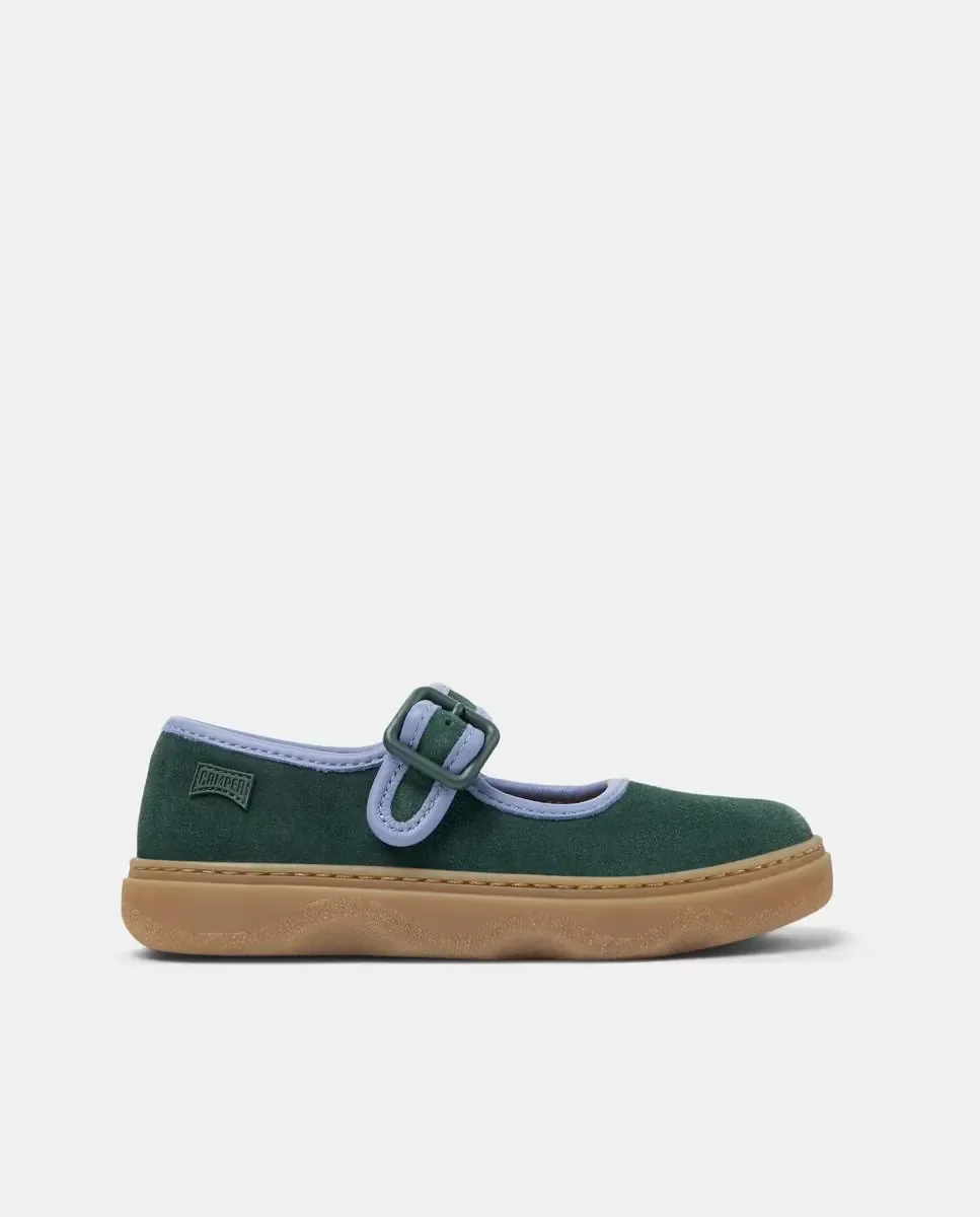 Детские балетки Camper Kiddo с пряжкой, зеленые