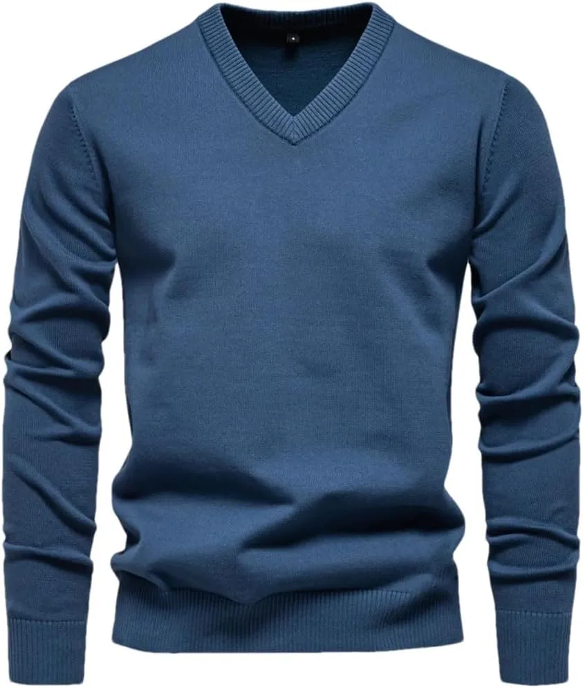 

Мужской вязаный свитер с V-образным вырезом