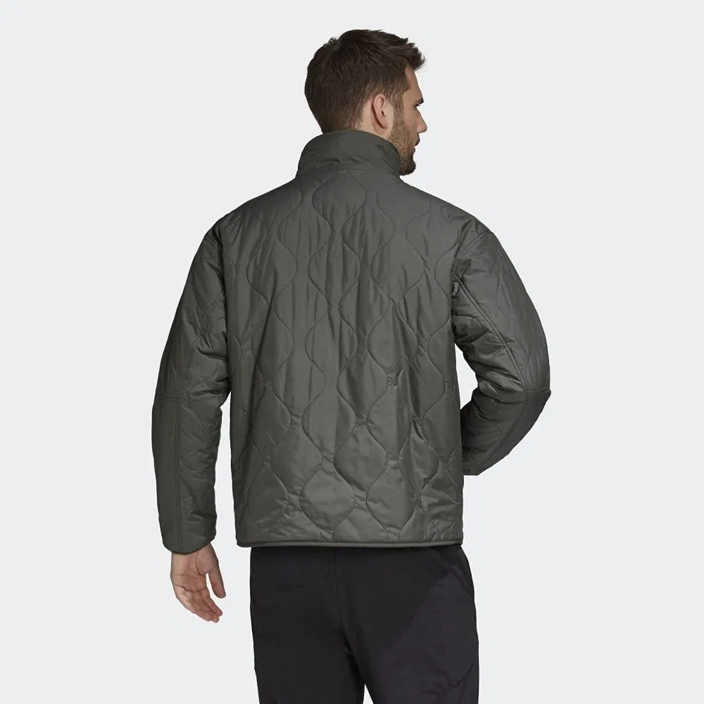 Мужская двусторонняя стеганая куртка Adidas Outdoor из искусственной овчины, черный/серый — фото 4