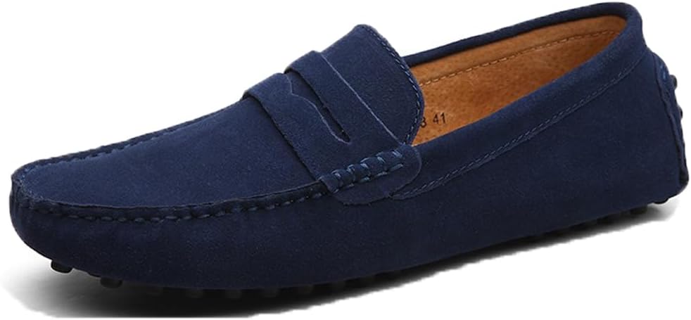 

Мужские замшевые мокасины HARGLESMAN для вождения, слипоны, лодочные туфли, темно-синий