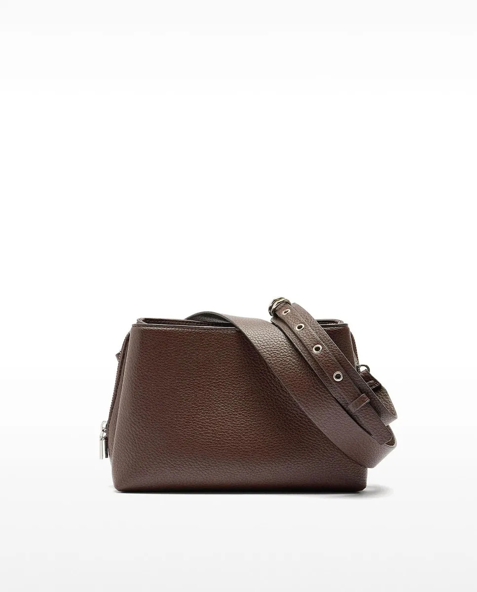 

Женская сумка-бандо с двойным эффектом и молнией на гладкой поверхности Parfois, темно-коричневый