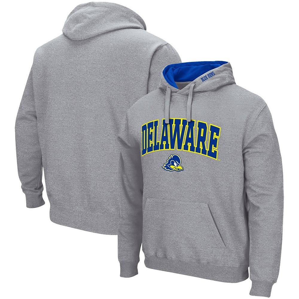 

Мужской пуловер с капюшоном Colosseum Heathered Grey Delaware Fightin' Blue Hens Arch & Logo 3.0, цвет Del Grey