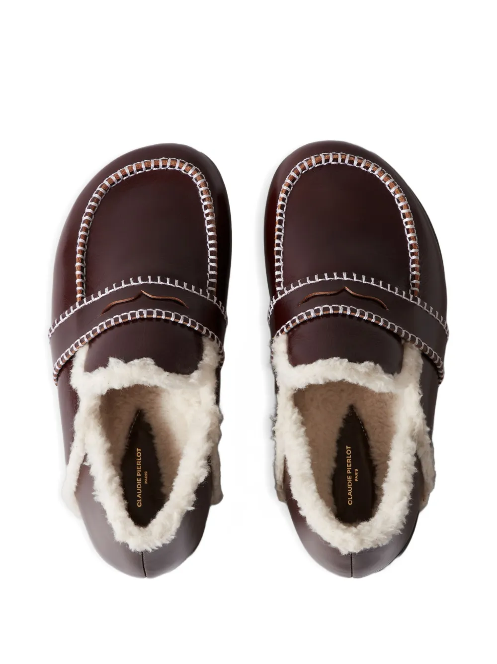 Мюли с контрастной строчкой Claudie Pierlot, красный — фото 4