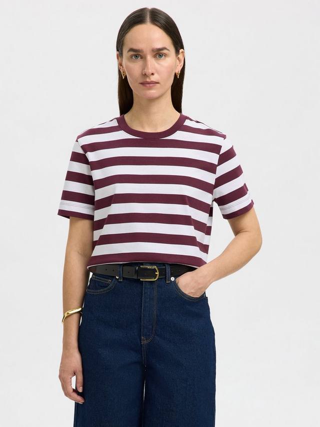 

Футболка Essential Stripe Boxy Selected, Burgundy/White