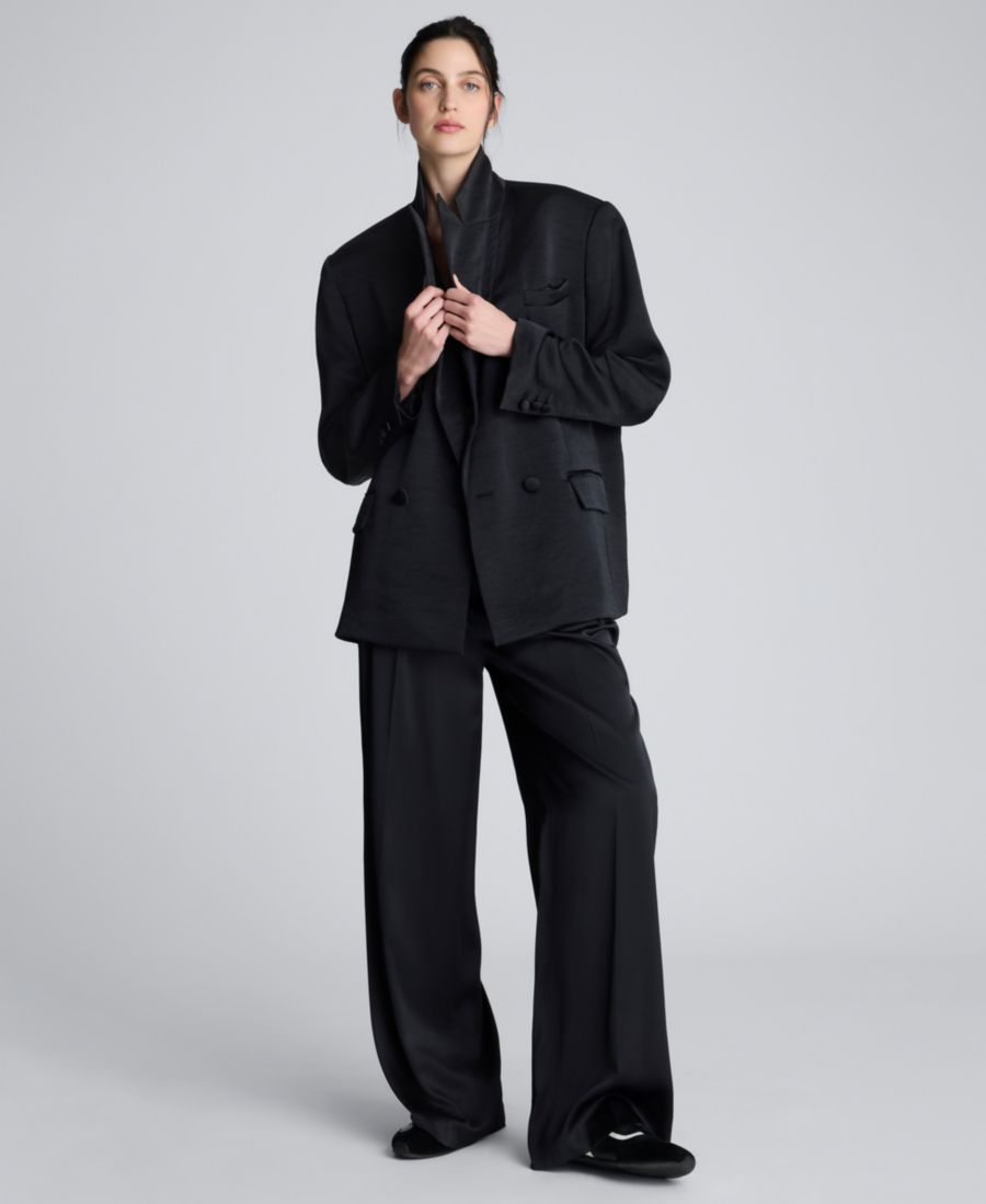 

Женский двубортный жакет-бойфренд из выстиранного атласа Kenneth Cole, Black