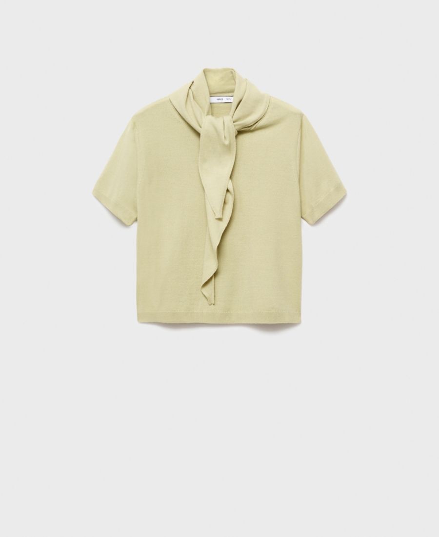 

Женский свитер с коротким рукавом и шарфом MANGO, Pastel Green