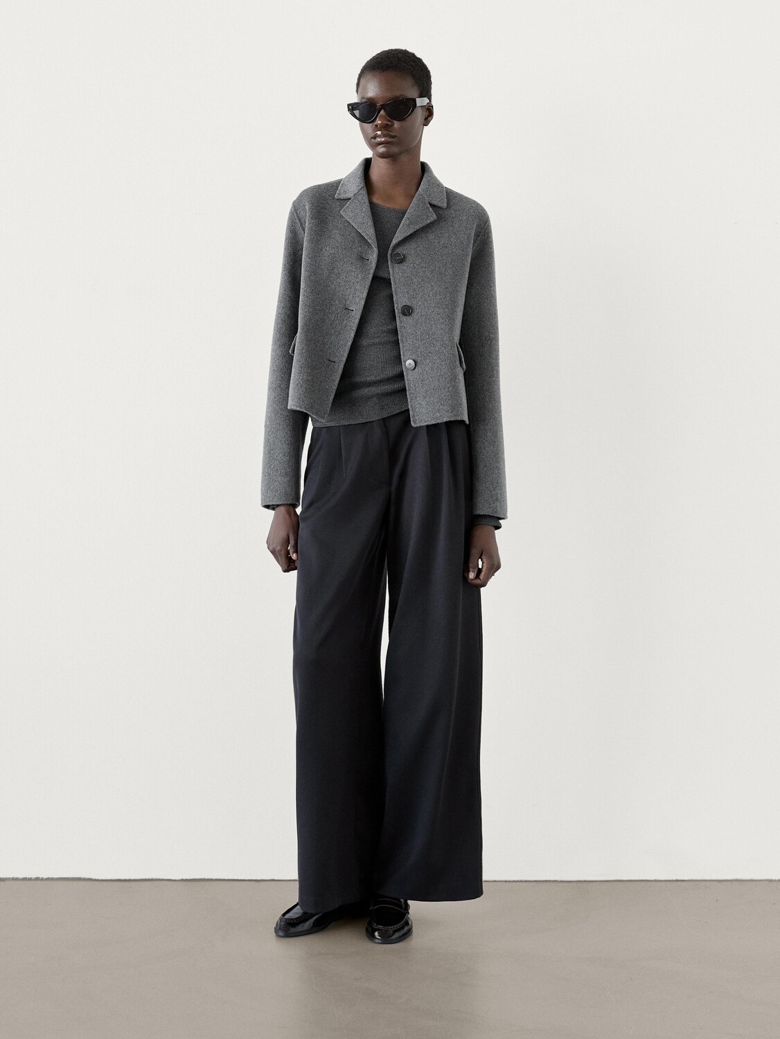 

Широкие свободные брюки с вытачками Massimo Dutti, синий
