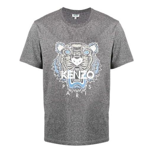 

Футболка Men's KENZO Classic Tiger Head Printing Round Neck Short Sleeve Gray, серый