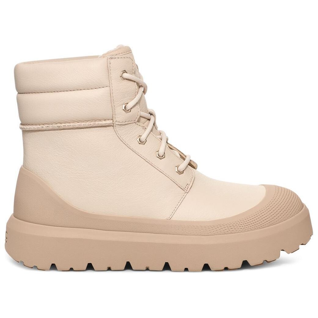 Зимние ботинки мужские Ugg кожаные на шнуровке, пудровый — фото 2