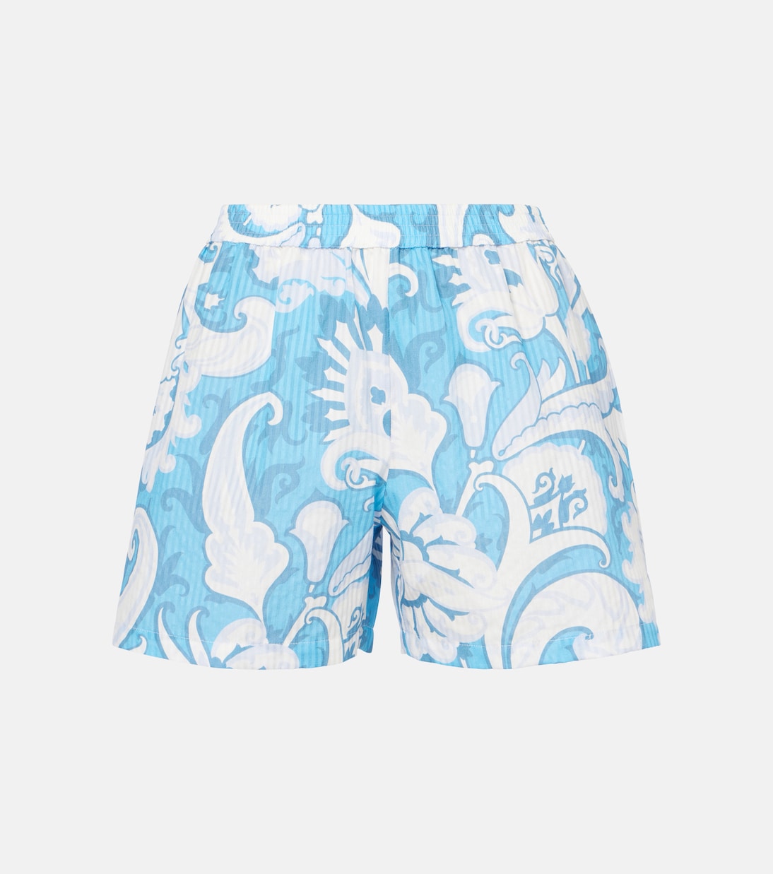 

Шорты из хлопка и шелка с узором пейсли Etro, Print On Blue Base