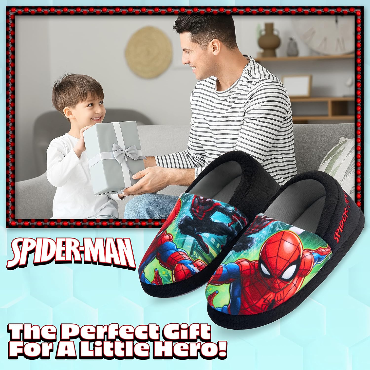 Тапочки для мальчиков Marvel Spiderman Avengers, домашние тапочки для детей с подошвой, предотвращающей скольжение, теплые домашние тапочки, рождественские подарки, подарки супергероям для мальчиков, черный/красный — фото 3