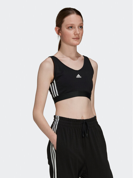 

Техническая футболка Essentials 3-Stripes Crop Top With Removable Pads GS1343 Adidas, чёрный