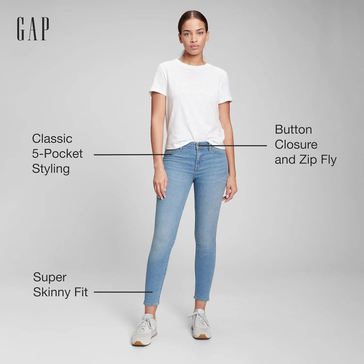 Джинсы зауженные GAP, темная стирка — фото 3