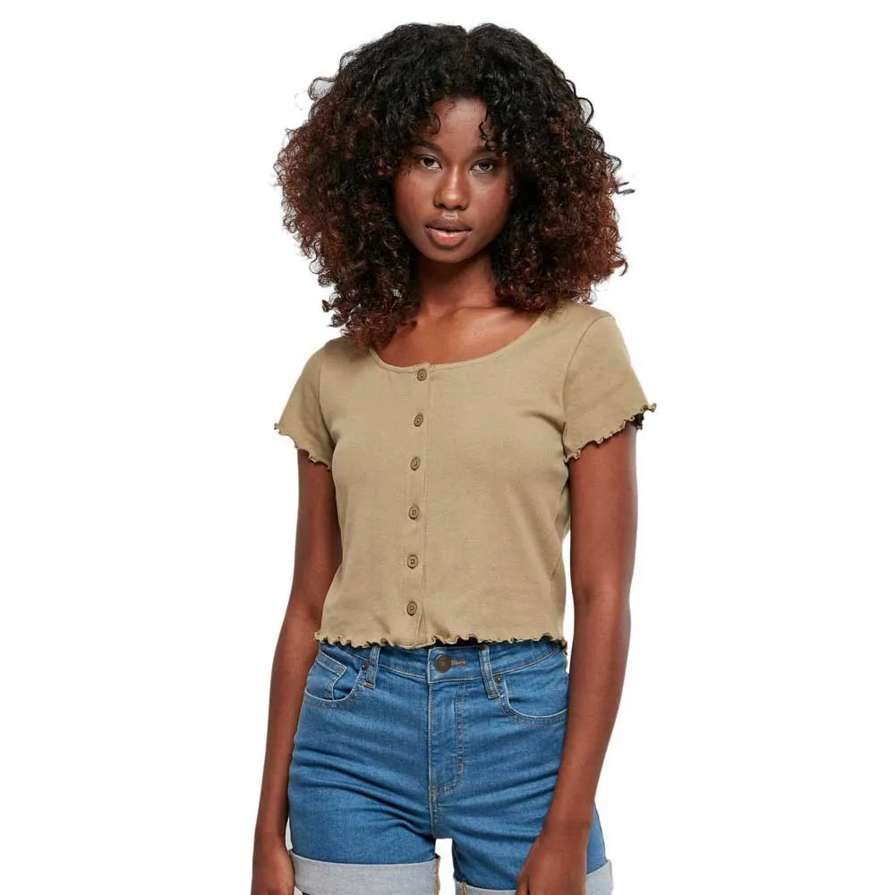 

Футболка с коротким рукавом Urban Classics Cropped Button, коричневый