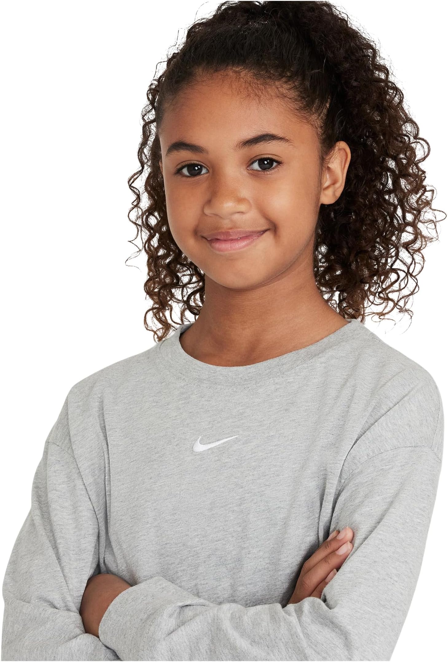 Футболка с длинным рукавом Sportswear Essential Nike Kids, Dark Grey Heather — фото 3