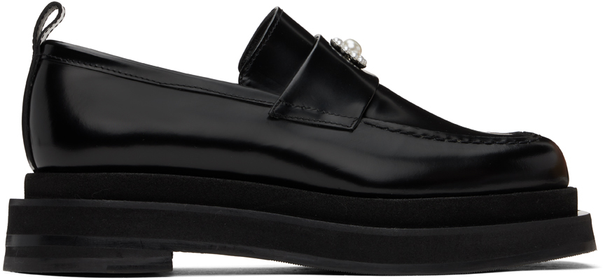 Черные мокасины с сердечком на платформе Simone Rocha, Black/Pearl