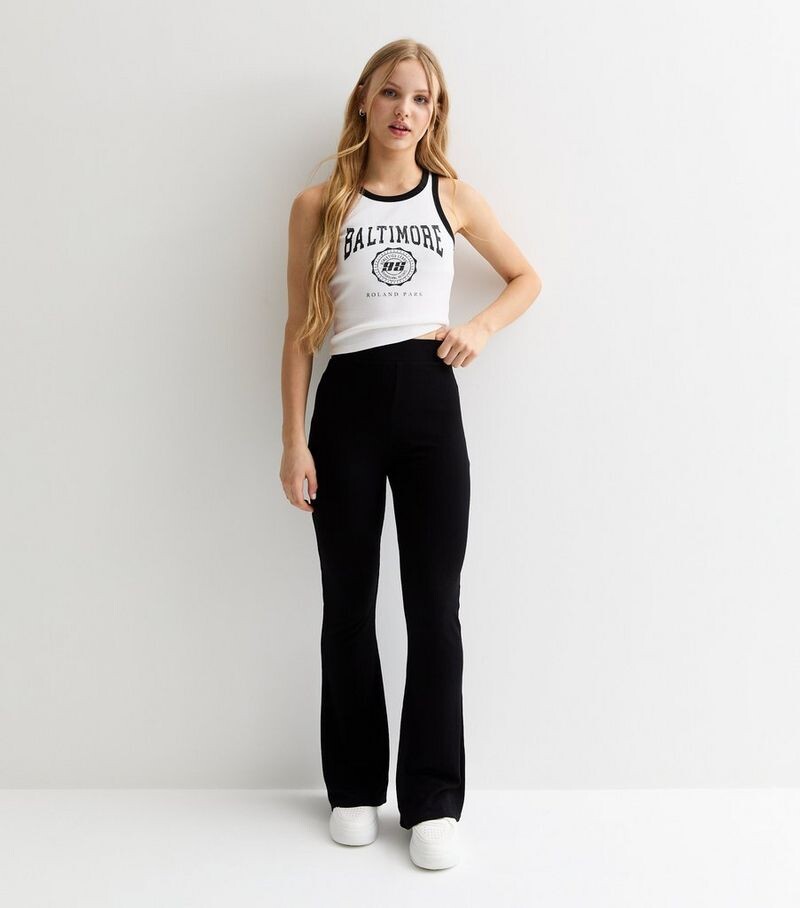 

Черные расклешенные леггинсы в рубчик для девочек New Look, черный
