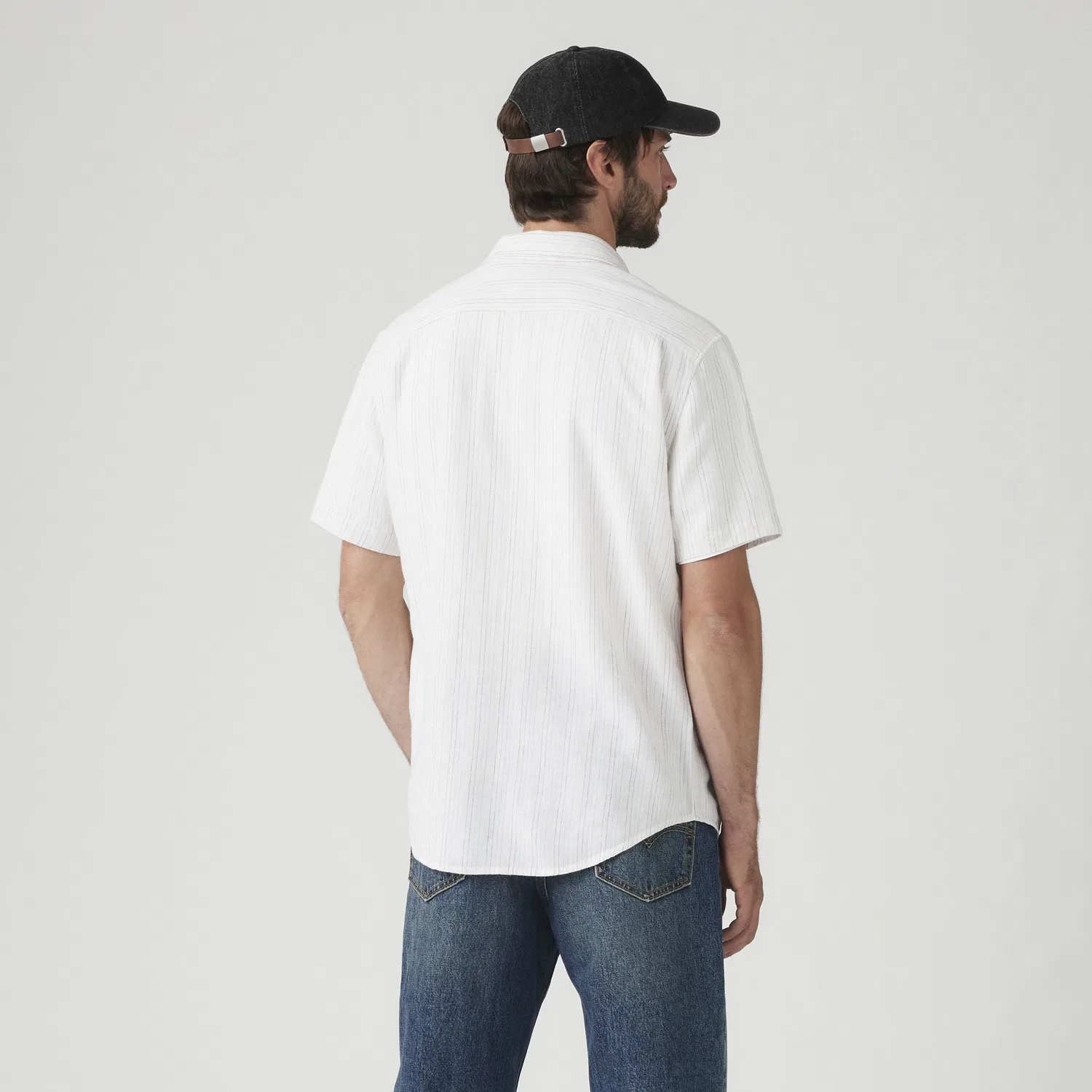Рубашка с коротким рукавом, одним карманом, из хлопка и льна, с принтом «Закат» Levi's, White — фото 3