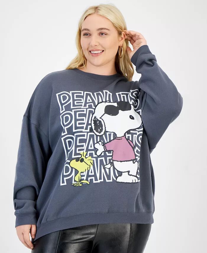 

Трендовая толстовка с рисунком Peanuts размера Plus Grayson Threads, The Label, серый