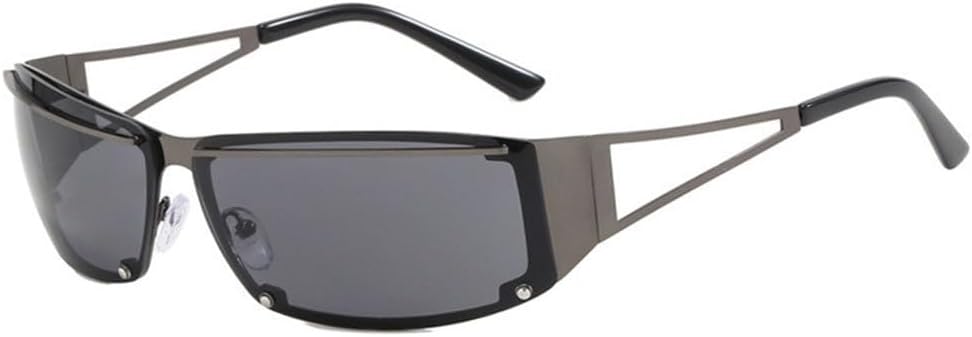 

Солнцезащитные очки Y2k для женщин, модные градиентные солнцезащитные очки для мужчин, очки в стиле стимпанк, солнцезащитные очки с зеркальными линзами KTUCN, Silver Gray