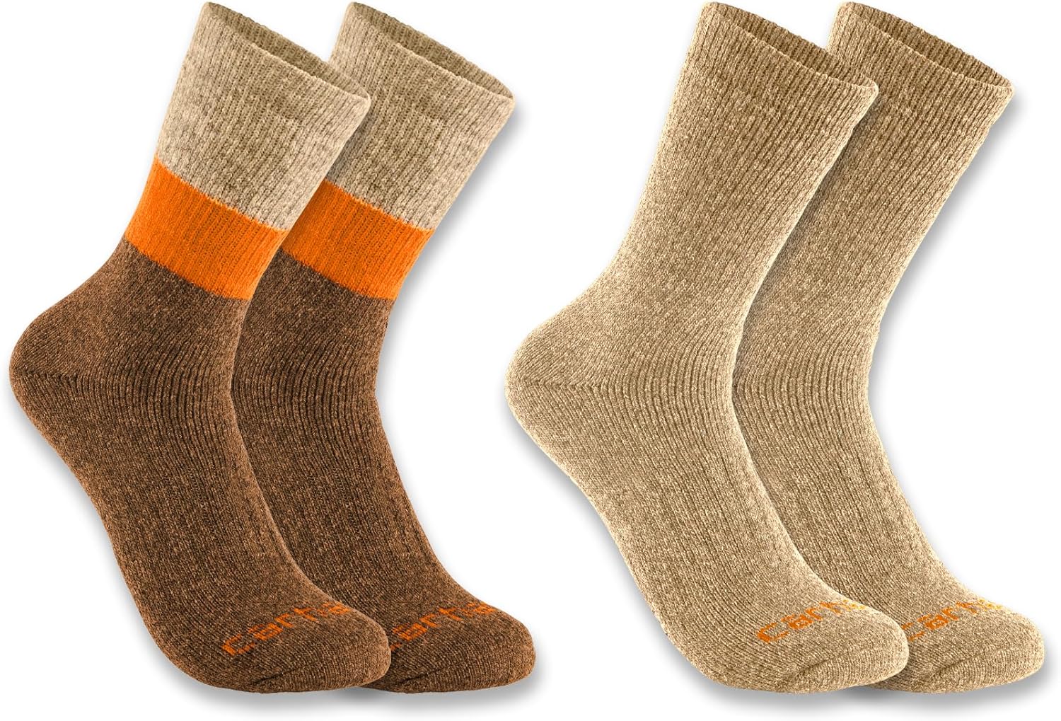 

Carhartt мужские носки Midweight Synthetic-Wool Blend Colorblock Crew, 2 пары, Assorted 02 Orange Block