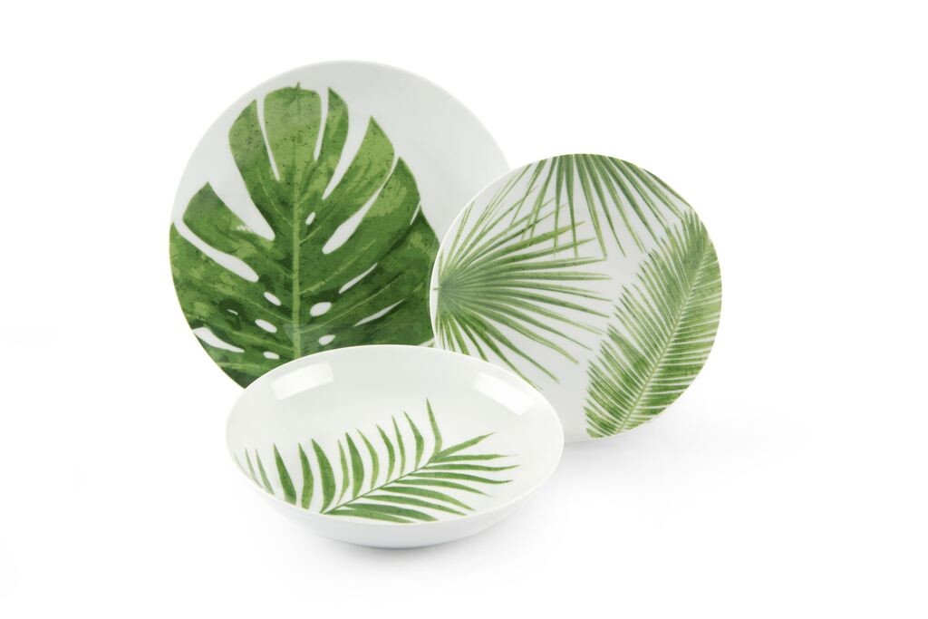 

Набор посуды Excelsa 18 предм. Foliage, фарфор зеленый