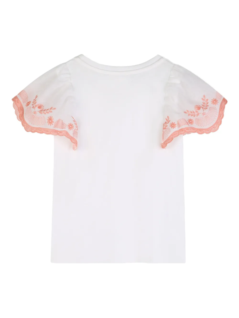 Футболка с цветочной вышивкой Chloé Kids, белый — фото 2
