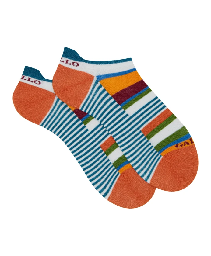 

Белые хлопковые носки для кроссовок для мужчин с разноцветными полосками и полосками в стиле «Виндзор». Gallo, мультиколор