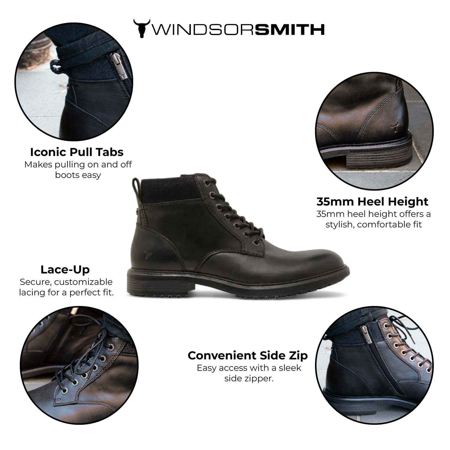 Виндсорсмит Черные кожаные повседневные челси-ботфорты - Бо Windsorsmith — фото 2