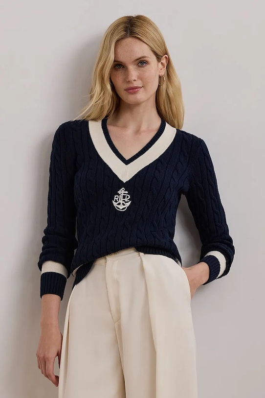

Хлопковый свитер Lauren Ralph Lauren, темно-синий