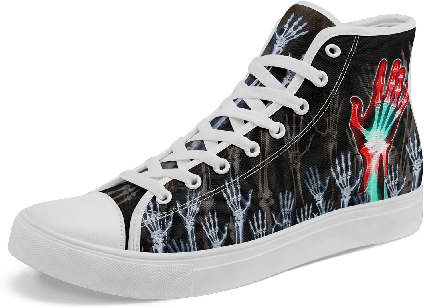 

Крутые настраиваемые высокие кеды с принтом черепа для мужчин и женщин - уникальные яркие высокие кроссовки, удобная повседневная обувь Coolcustomize, красный