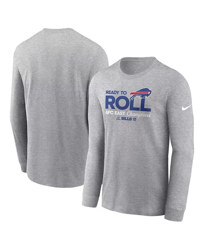 

Футболка мужская Heather Gray Buffalo Bills 2024 AFC East Division Champions Locker Room Trophy Collection с длинным рукавом Nike